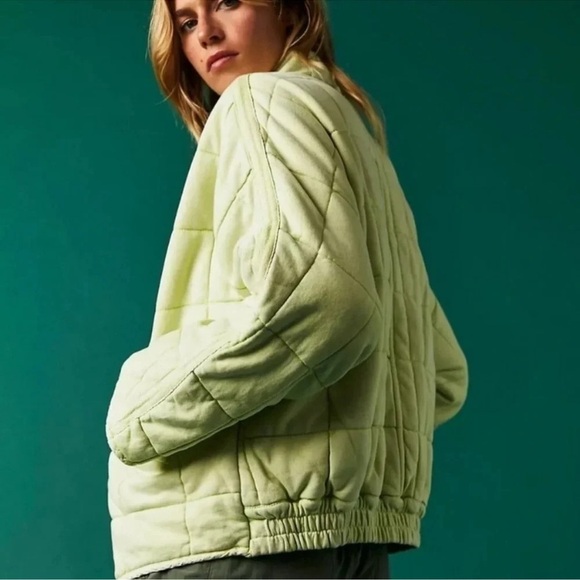 Free People Dolman Quilted Knit Jacket in Lime Green Size Small - Picture 5 of 6